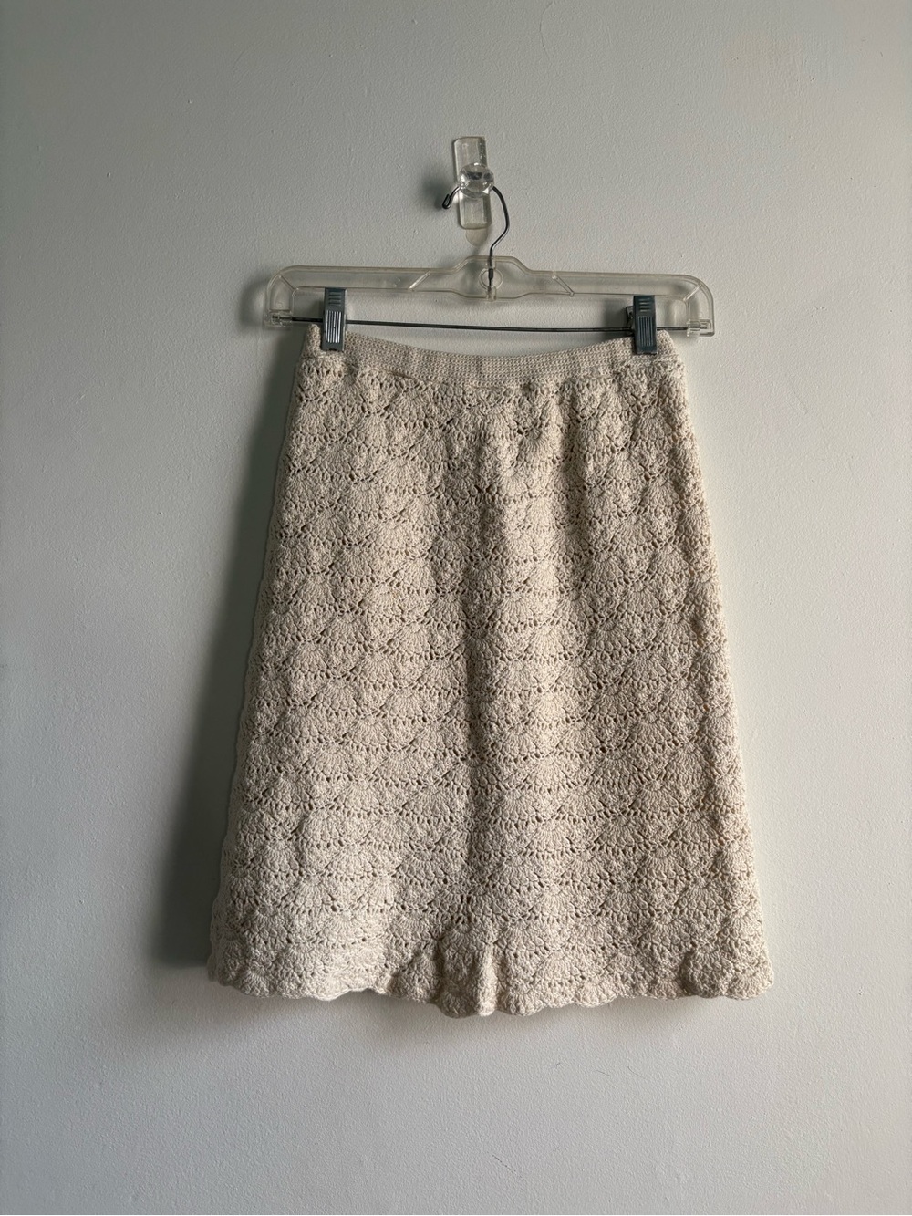 Calypso St. Barth Cream Crochet Midi Skirt
